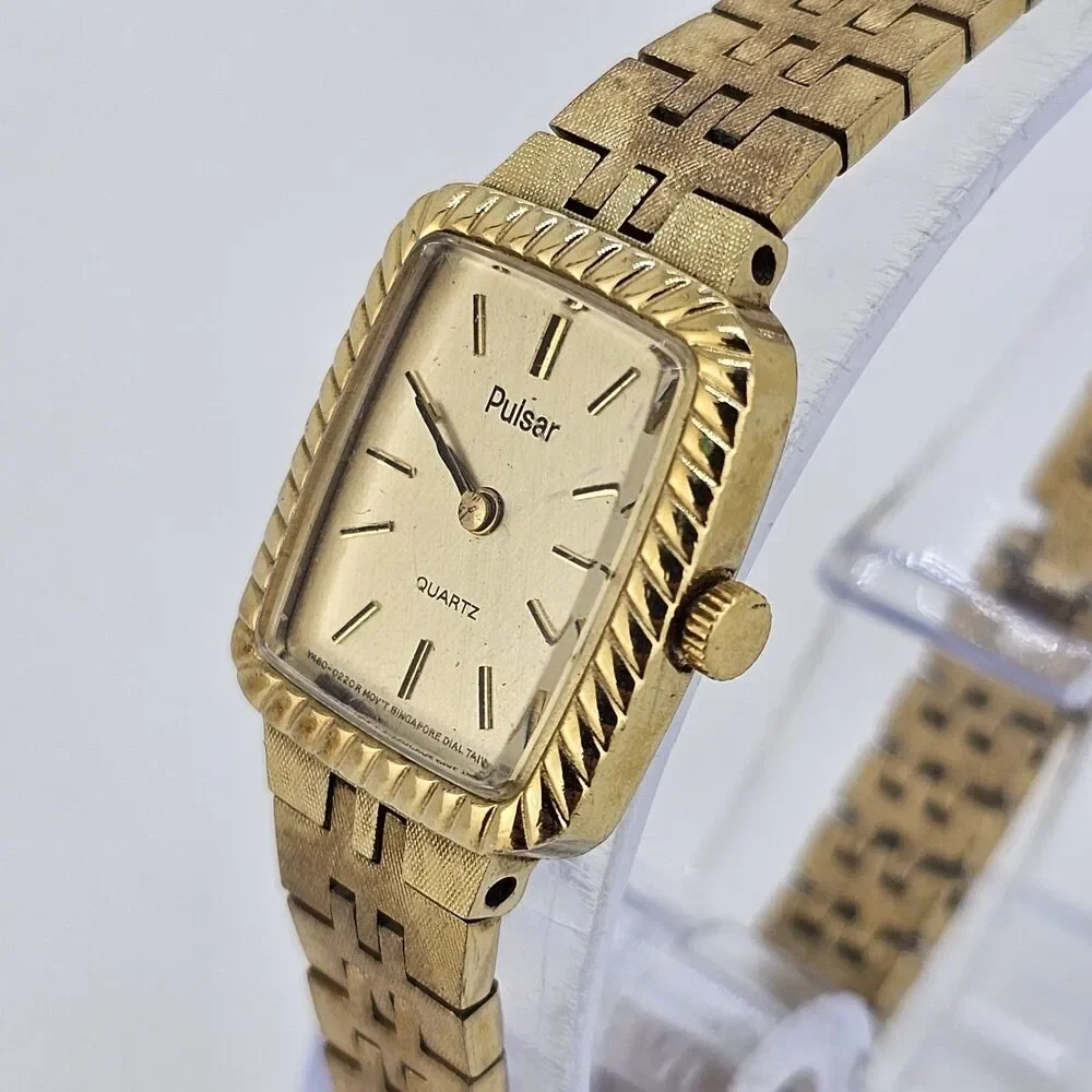 VTG Pulsar Watch Women 19MM Gold‎ Tone Dial Gold Bracelet 6.5